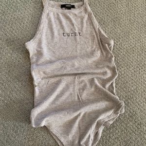 Forever 21 ‘Turnt’ Grey Ribbed Onesie